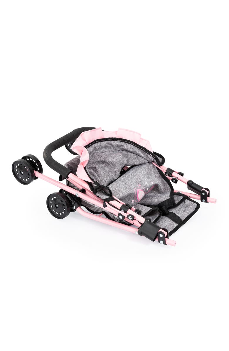 Bayer Design Doll Buggy Stroller W/ Sun Canopy, Grey, Pink, Butterfly, Alternate, color,
