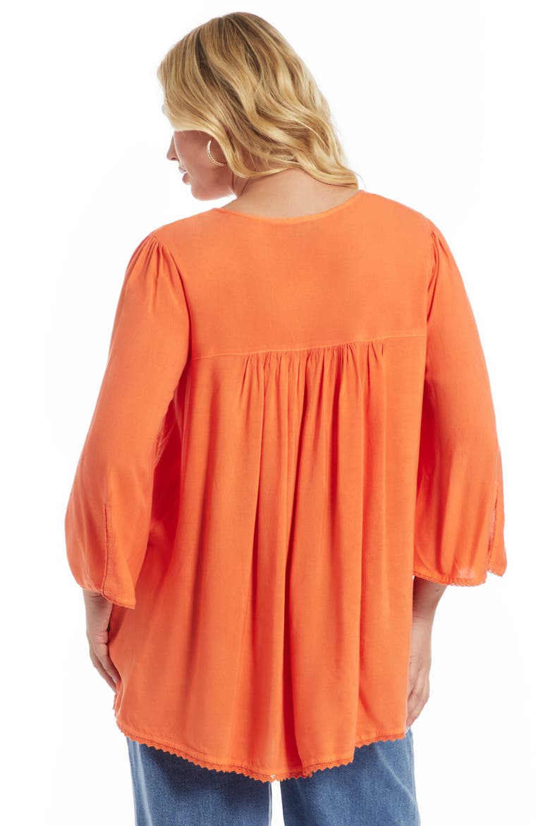 Acid Wash Peasant Blouse, Alternate, color, DUSTY ORANGE