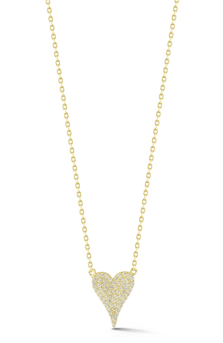 SPHERA MILANO Pavé Cubic Zirconia Small Heart Pendant Necklace, Main, color, Gold