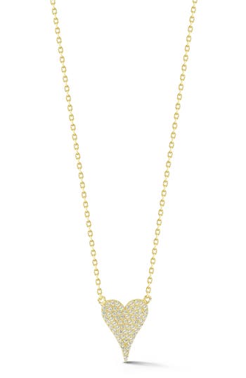 Sphera Milano Pavé Cubic Zirconia Small Heart Pendant Necklace In Gold