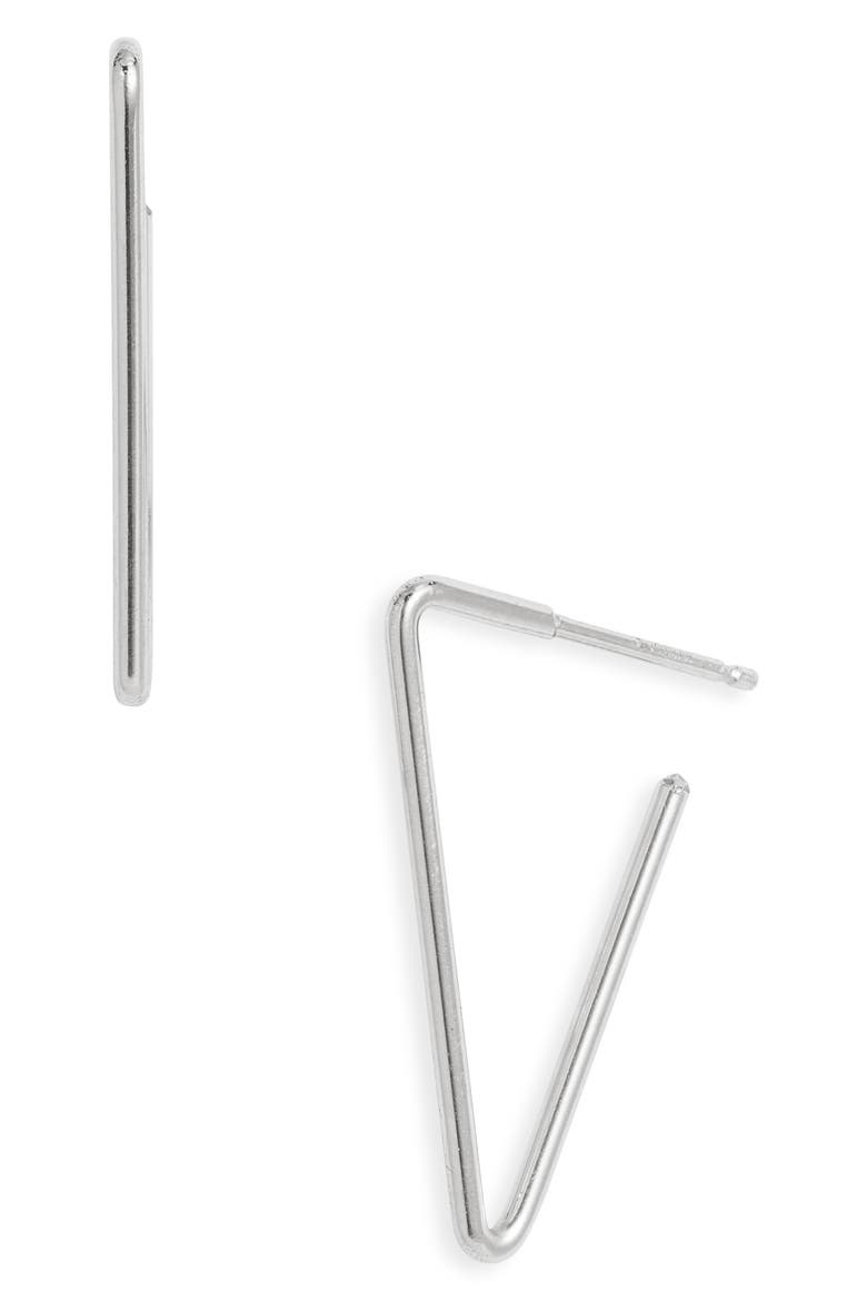 Geo Hoop Earrings, Main, color, STERLING SILVER