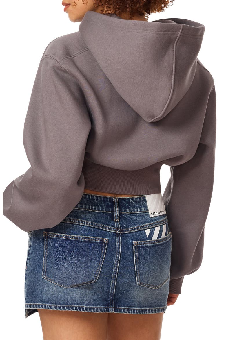 Graphic Cropped Full Zip Hoodie, Alternate, color, DARK GULL GRAY