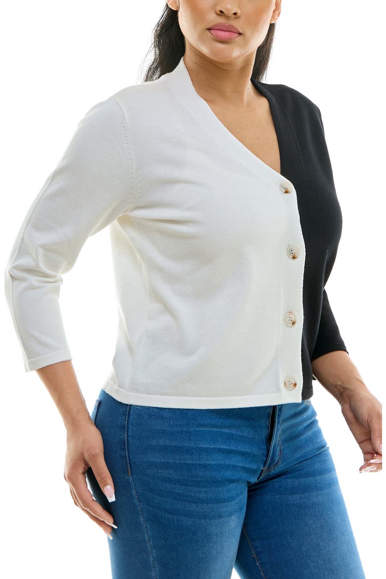 Colorblock V-Neck Cardigan, Alternate, color, WHITE
