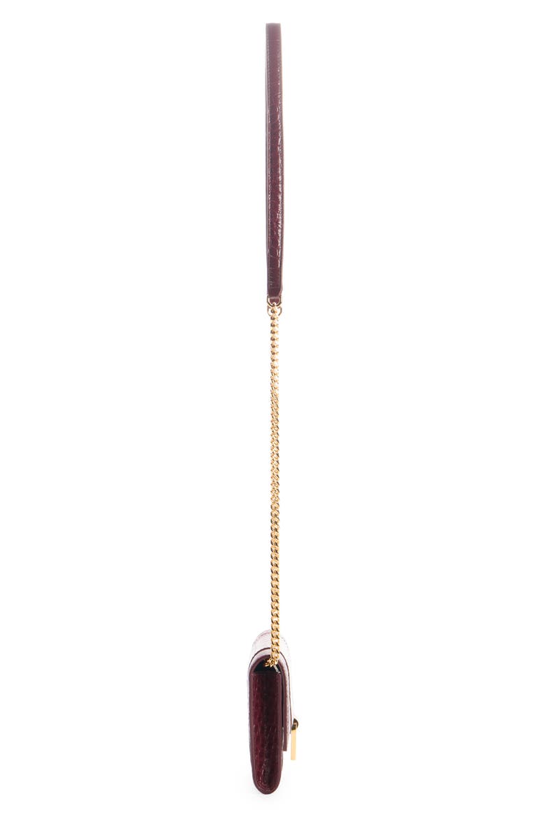 Hourglass Croc Embossed Patent Leather Wallet on a Chain, Alternate, color, 6036 DARK BURGUNDY