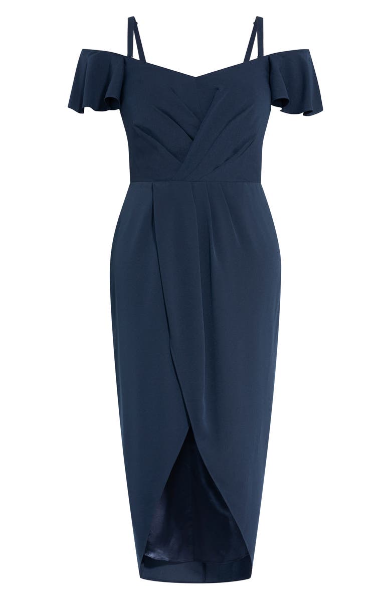 City Chic Maxi Flutter Off the Shoulder High/Low Dress, Alternate, color, 