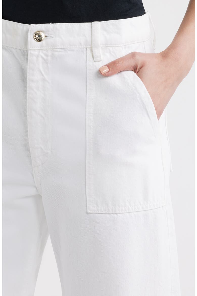 The Bow High Waist Wide Leg Utility Jeans, Alternate, color, WHITE