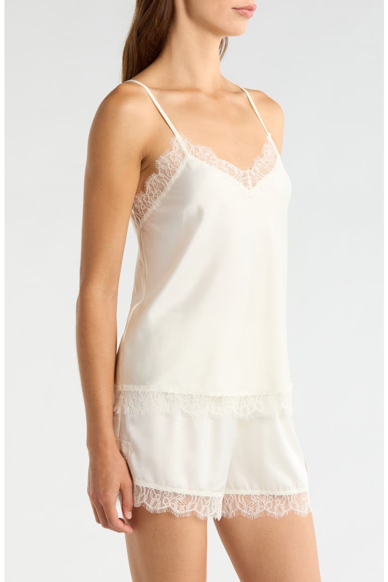 Scalloped Lace Trim Satin Camisole, Alternate, color, IVORY EGRET