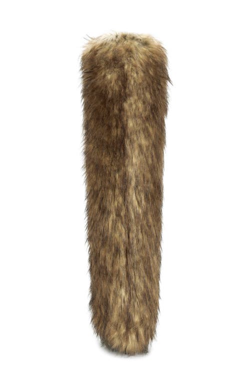 Azalea Wang Langleye Faux Fur Over-the-knee Stiletto Boot In Brown