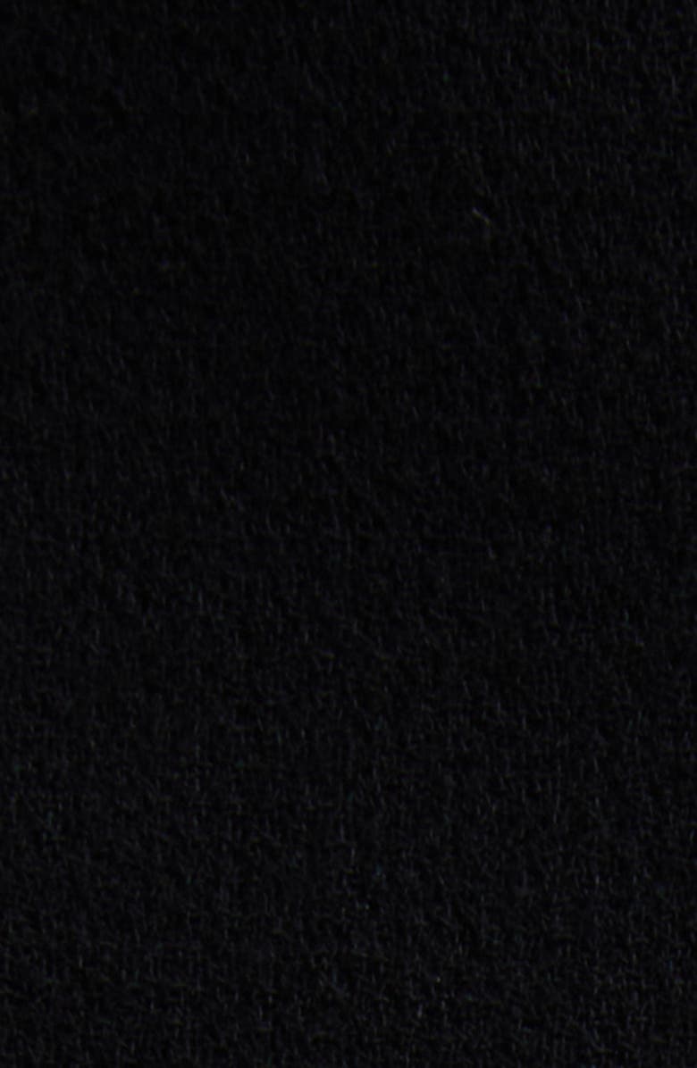 Valentino Long Sleeve Wool Crepe Minidress with Genuine Shearling Trim, Alternate, color, Black