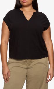 Sanctuary Organic Cotton Blend Split Neck T-Shirt
