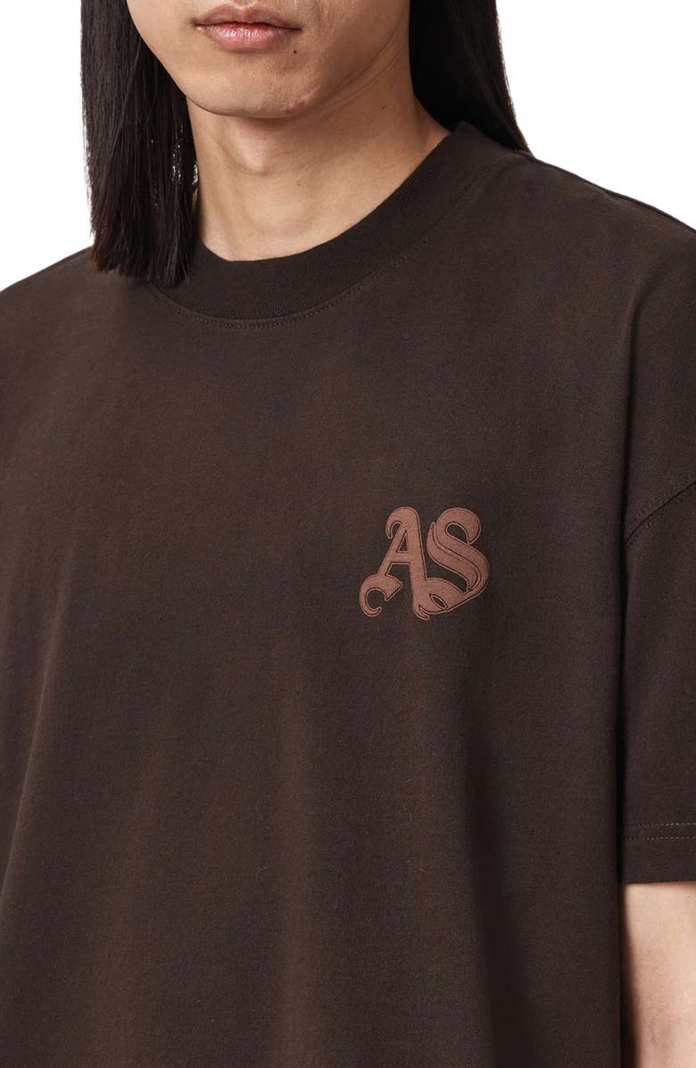 AllSaints Icon Oversize Graphic T-Shirt, Alternate, color, Plum Brown