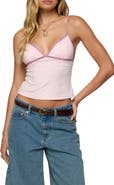 EDIKTED Leona Contrast Detail Knit Tank Top
