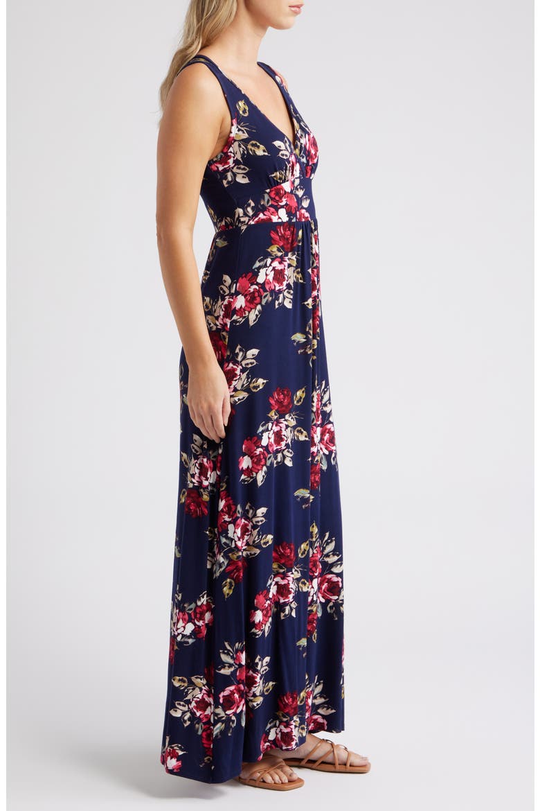 Empire Waist Jersey Maxi Dress, Alternate, color, NAVY