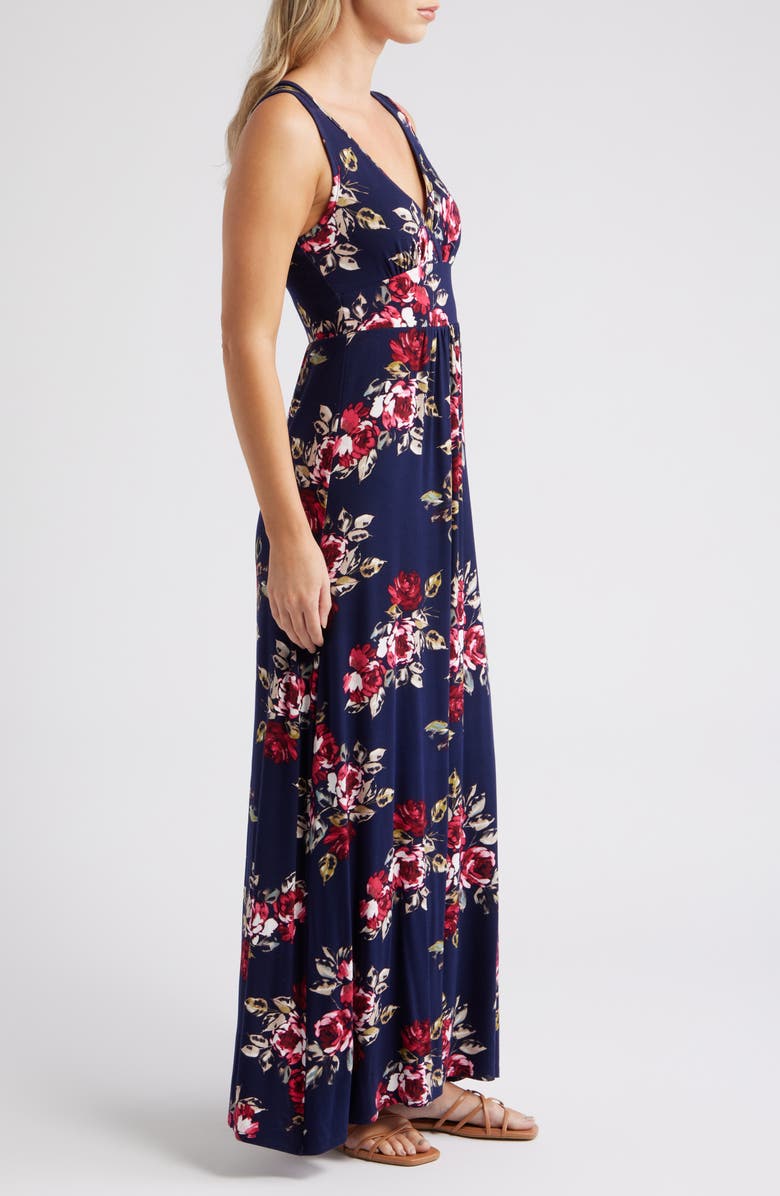 Loveappella Empire Waist Jersey Maxi Dress, Alternate, color, Navy