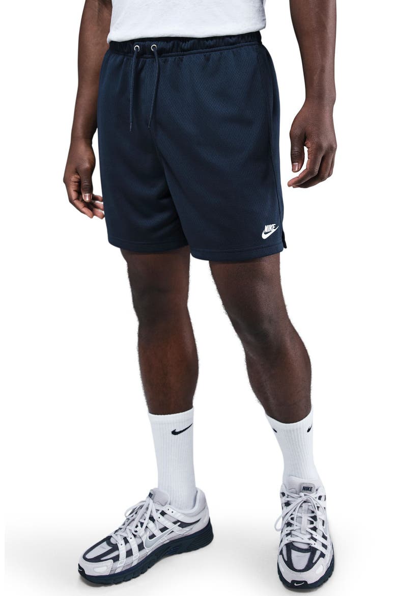 Club Flow Mesh Athletic Shorts, Main, color, OBSIDIAN/ WHITE