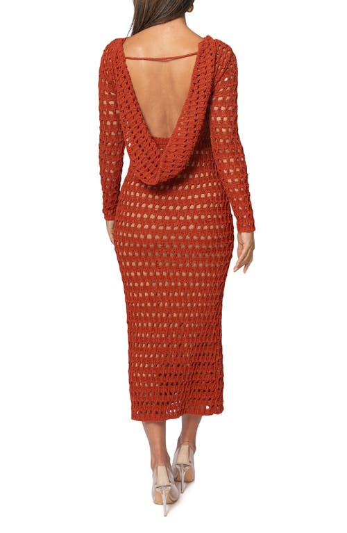 Jluxlabel Serene Wonders Open Stitch Long Sleeve Dress In Red