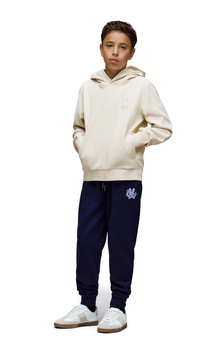 Psycho Bunny Kids' Kai Twill Texture Cotton Blend Hoodie, Alternate, color, 