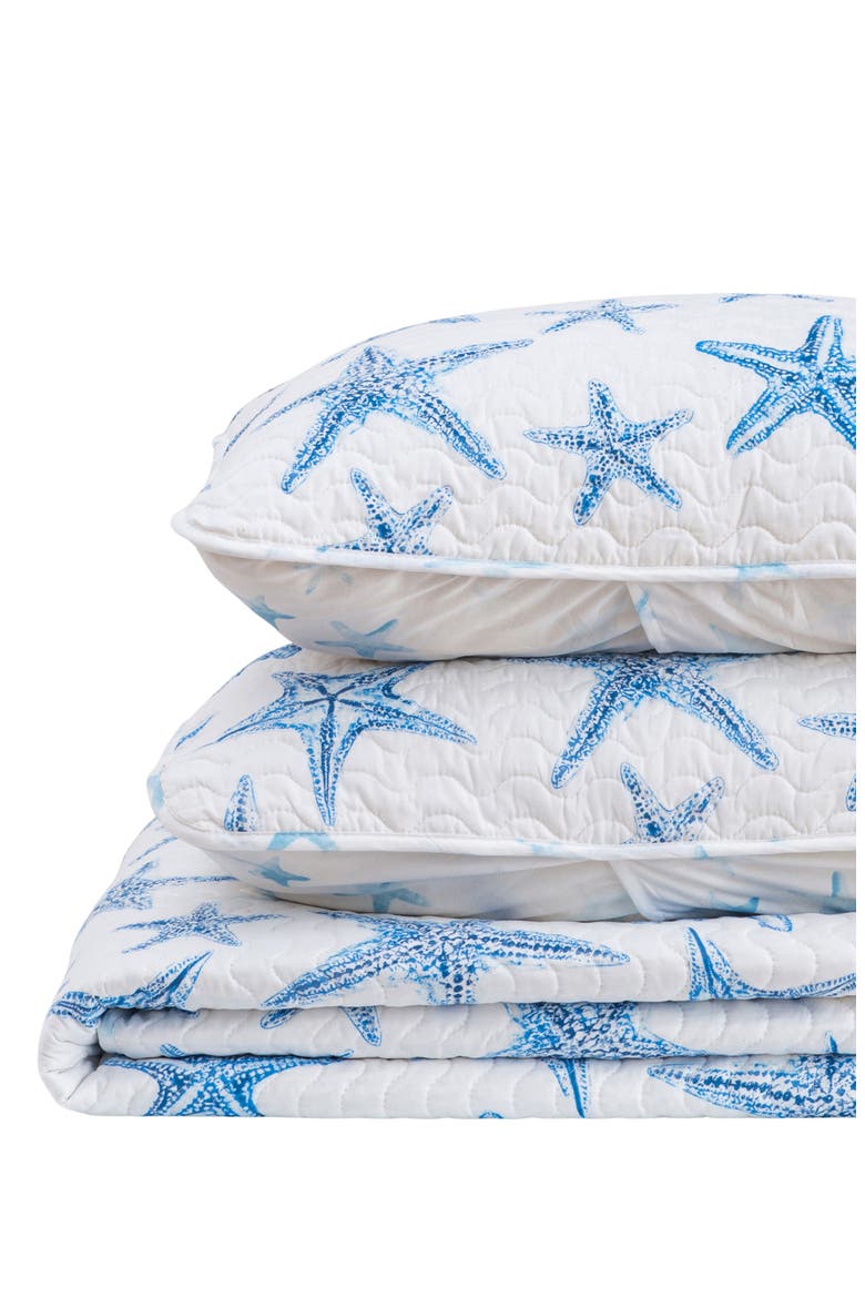 Blue Starfish Quilt Set, Main, color, BLUE