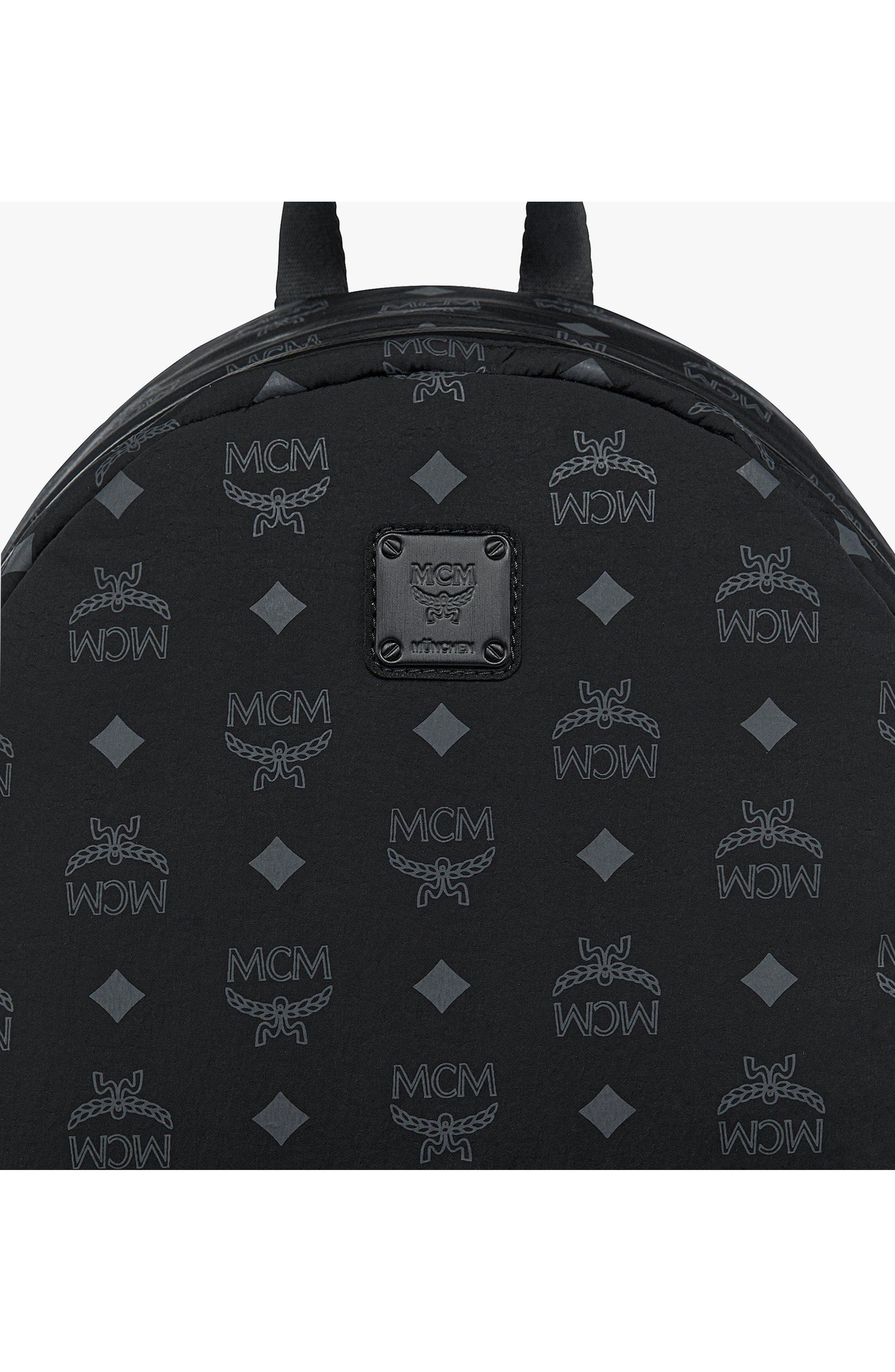 MCM Stark Packable Backpack in Monogram Nylon, Alternate, color, Black