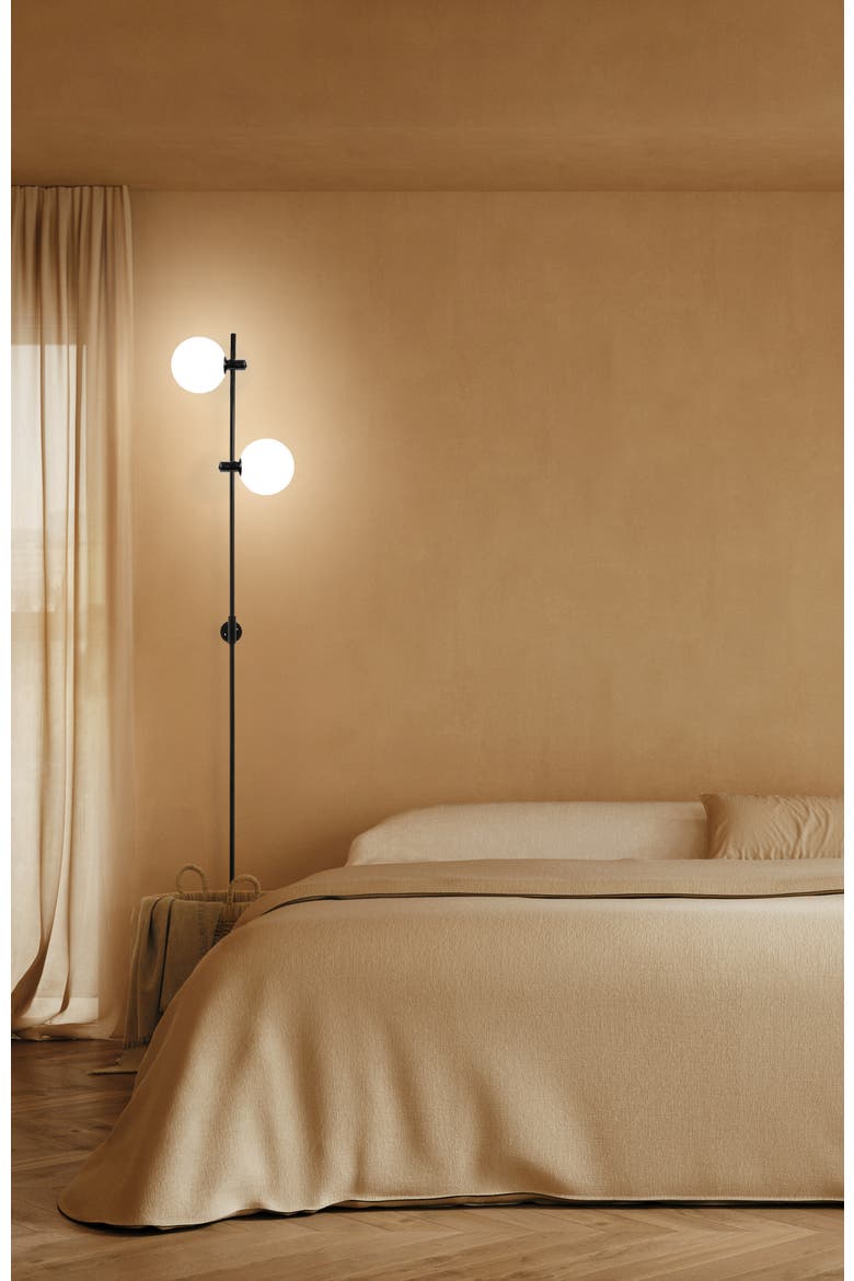 Equinox 62" LED Modern Sconce Wall Lamp with Glass Globe Shades, Alternate, color, Classic Black