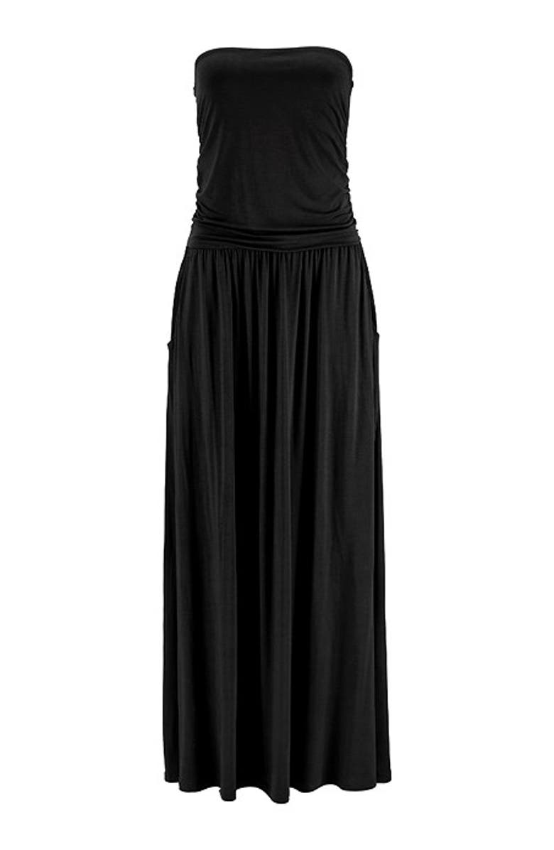 LASCANA Women's Bandeau Maxi Dress, Alternate, color, Black