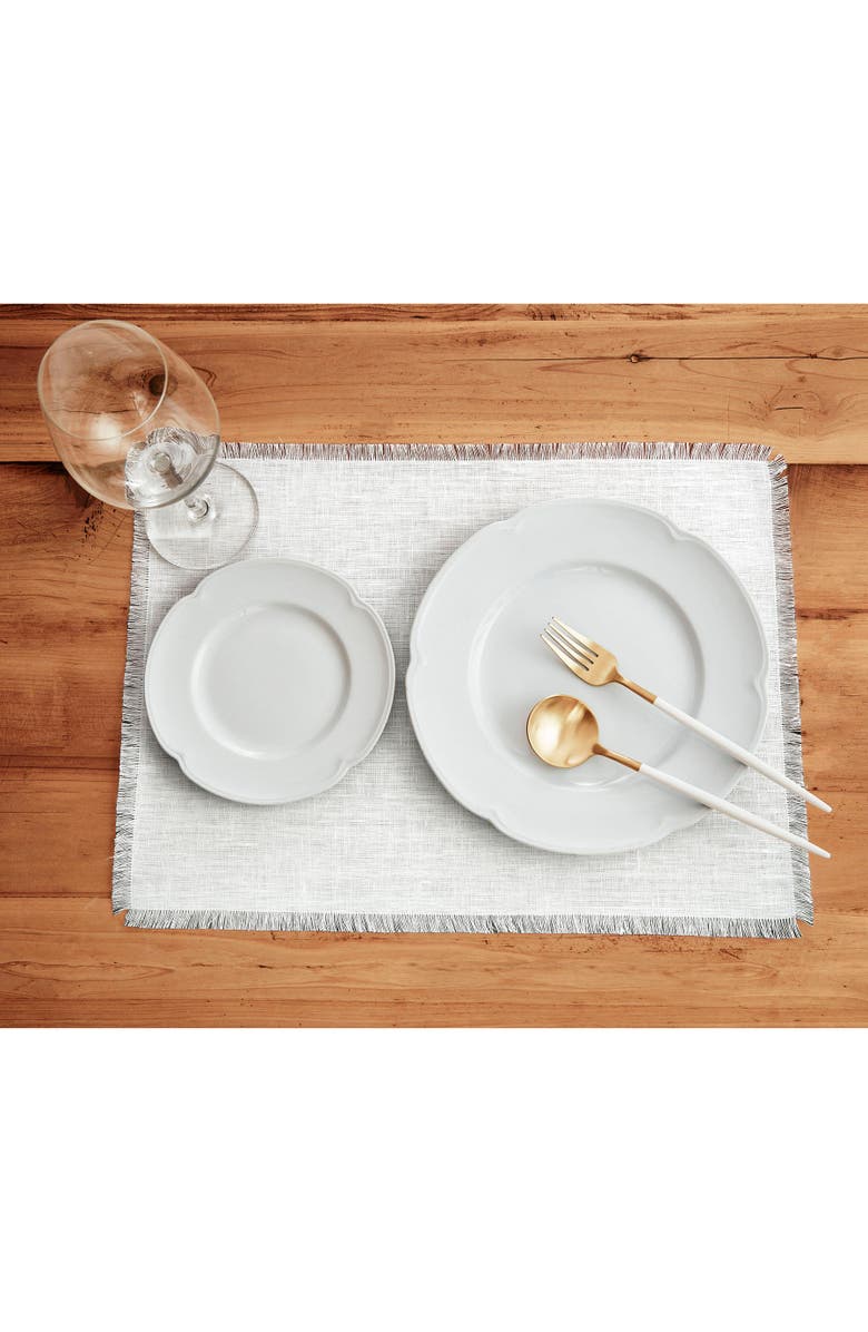 Solino Home Linen Placemats Set of 4, 14 x 19 Inch for Dining Table, Holiday and Everyday Table Decor - Fringe, Alternate, color, White