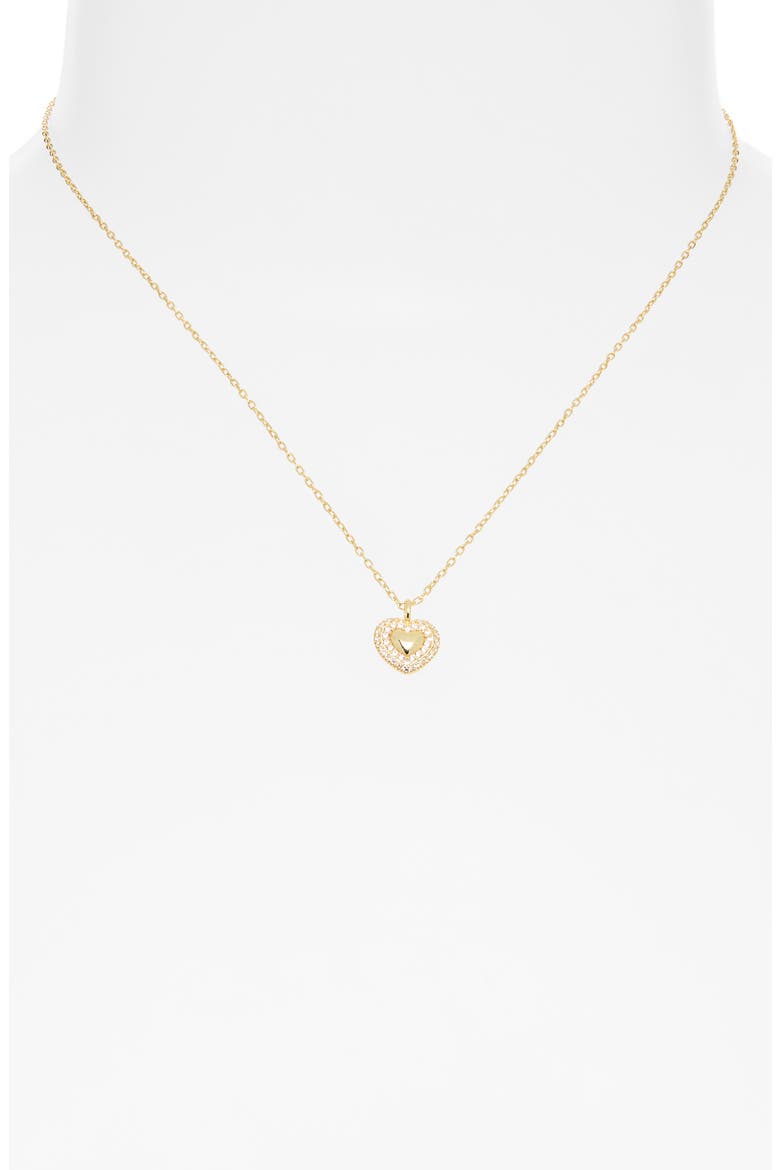 Pavé CZ Heart Pendant Necklace, Alternate, color, GOLD