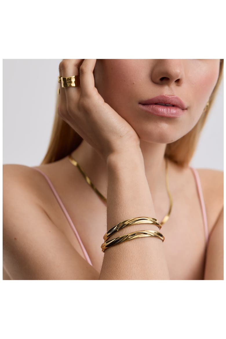 MOLTEN BANGLE SLIM, Alternate, color, GOLD
