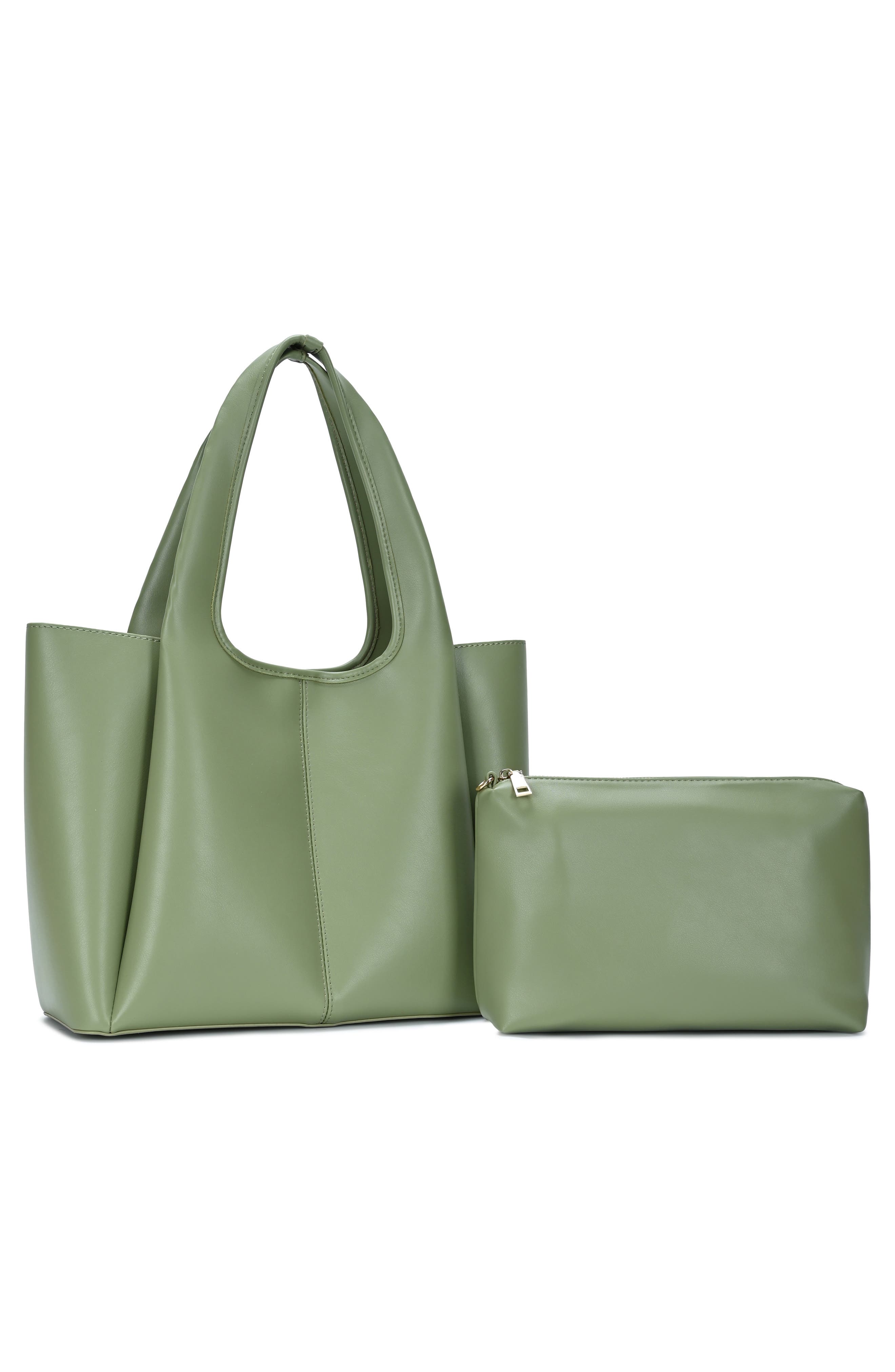 Faux Leather Tote, Alternate, color, MOSS