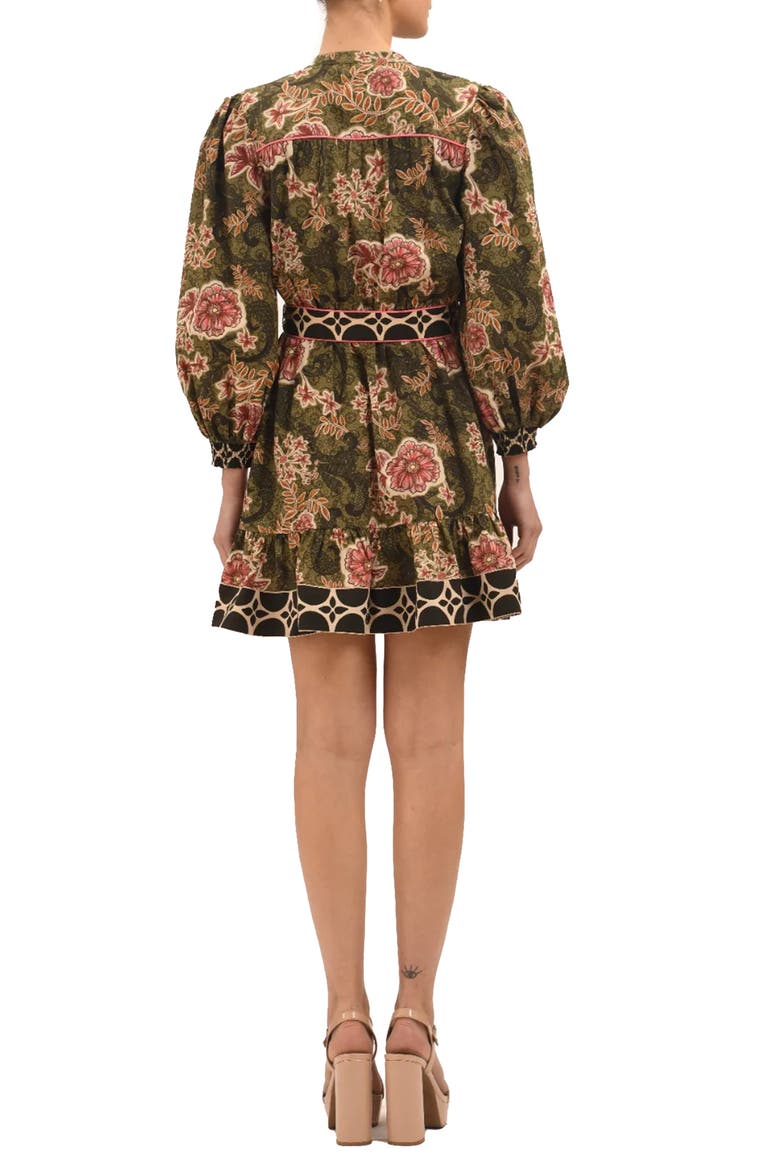 Rosette Floral Long Sleeve Minidress, Alternate, color, PINK