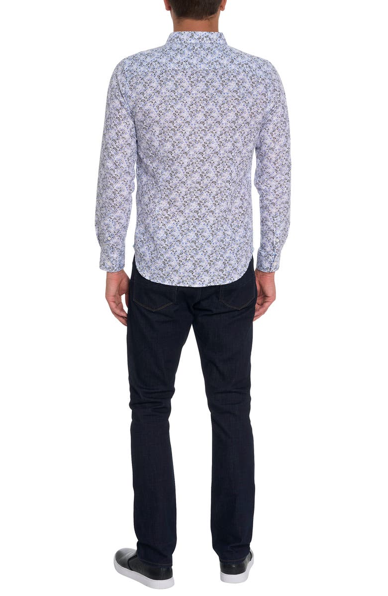 Robert Graham Wyndham Geo Print Linen & Cotton Button-Up Shirt, Alternate, color,