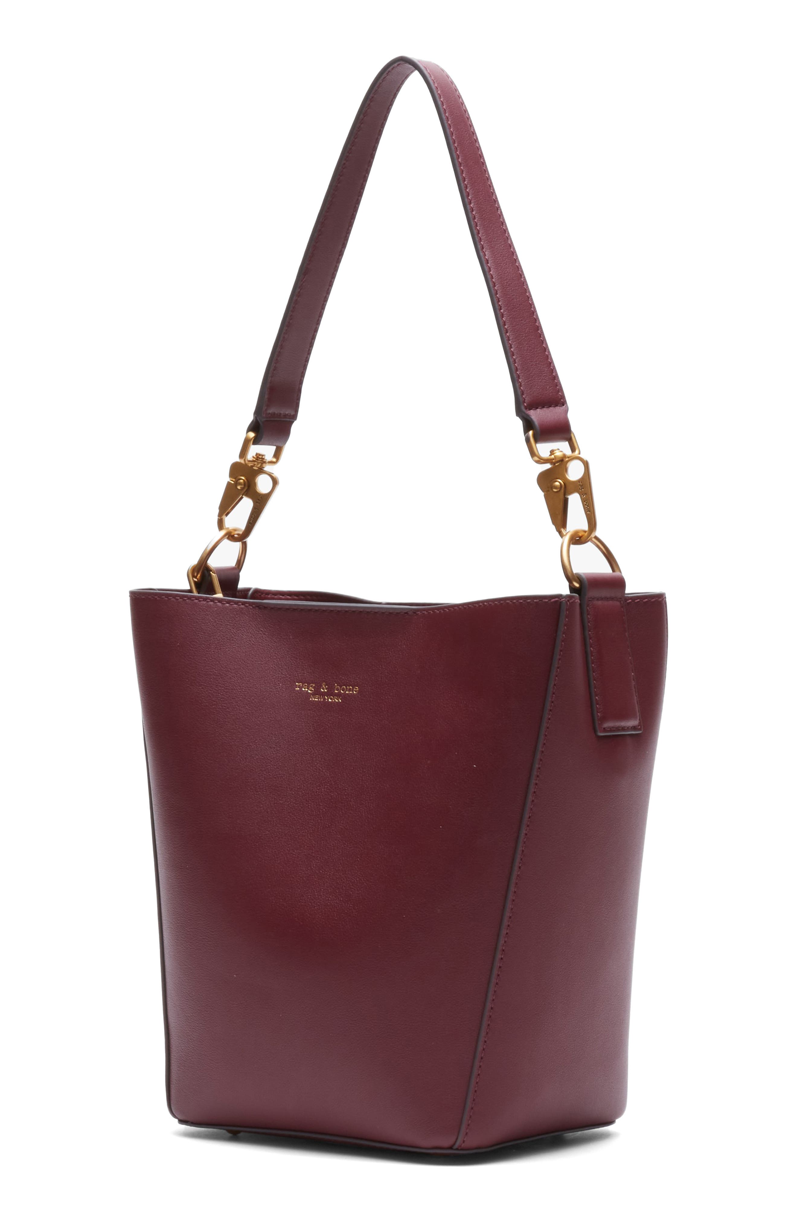 Parker Leather Bucket Bag, Alternate, color, GARNET