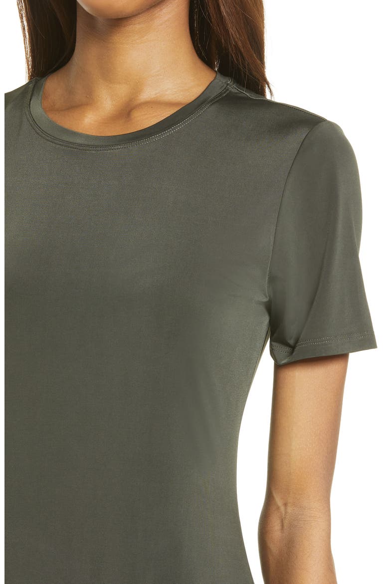 Front Slit Midi T-Shirt Dress, Alternate, color, HUNTER GREEN