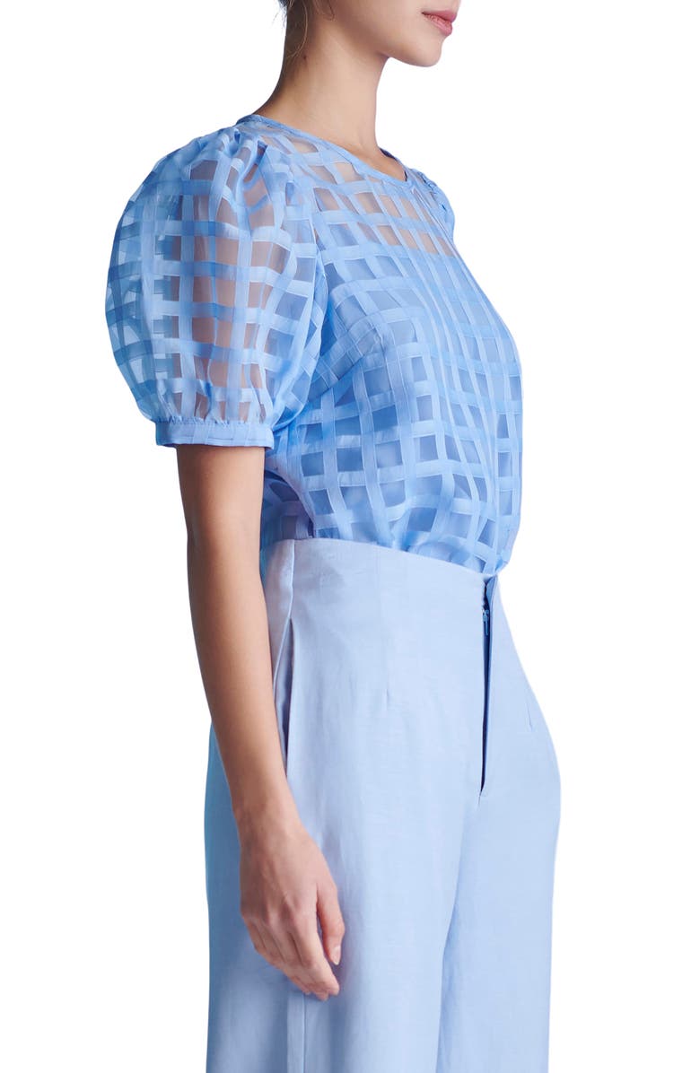 English Factory Windowpane Sheer Top, Alternate, color, Blue