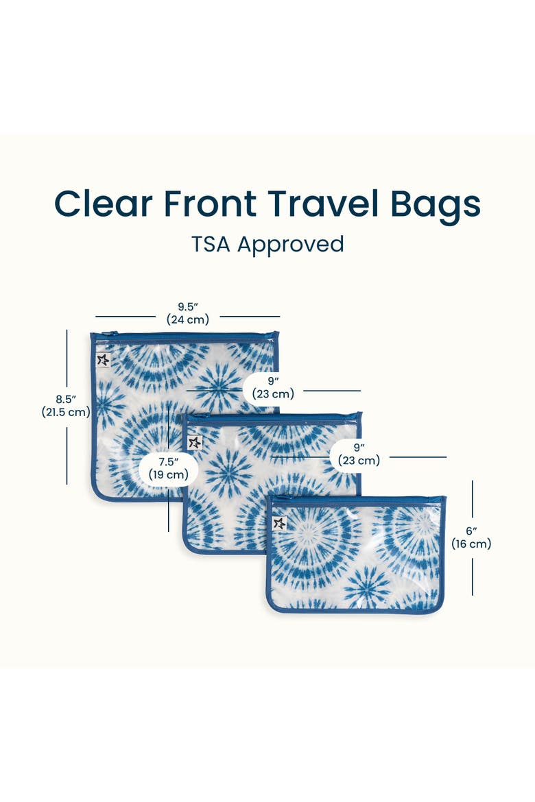 Airline Compliant Toiletry/Cosmetics Travel Bags, 3-Pack, Alternate, color, Blue Tie Dye