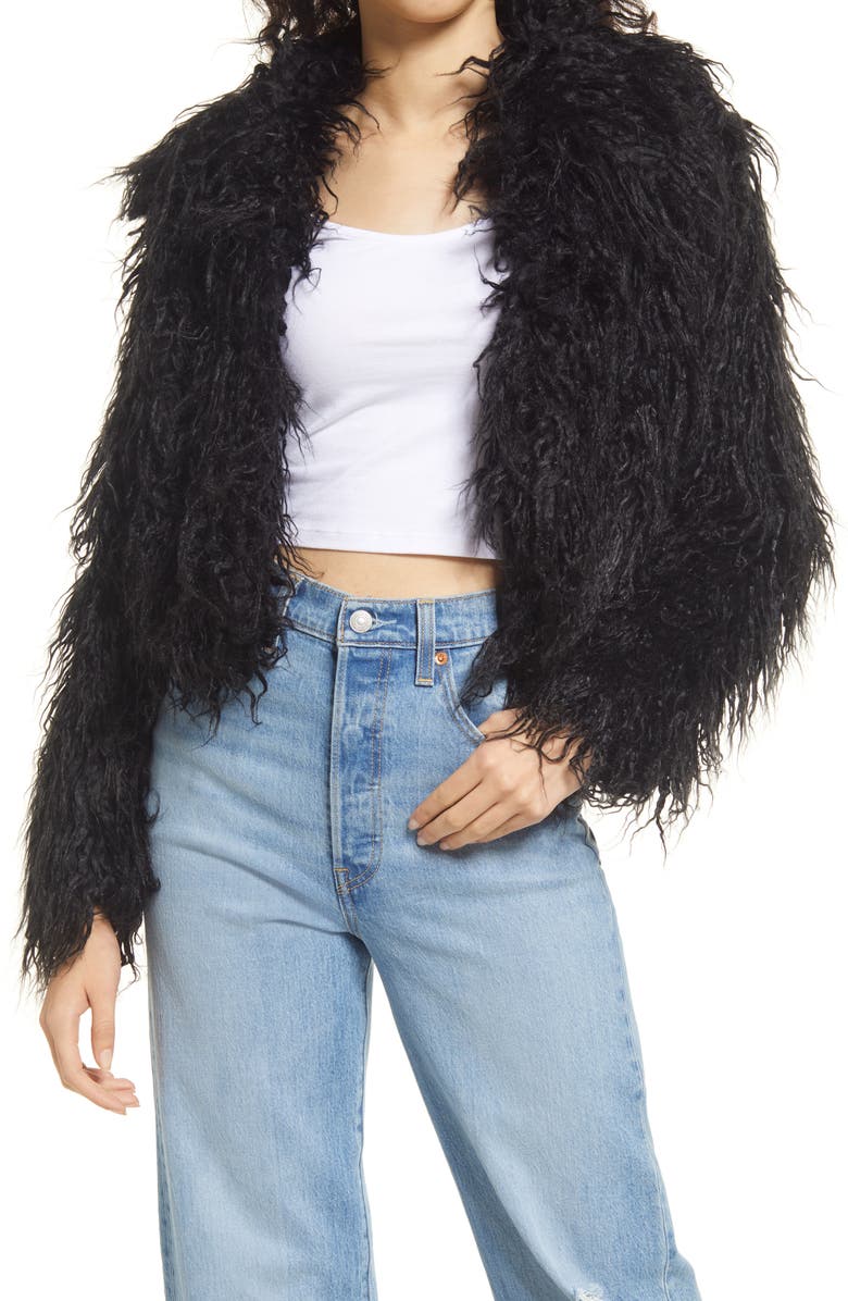 BLANKNYC Faux Fur Crop Jacket, Main, color, 