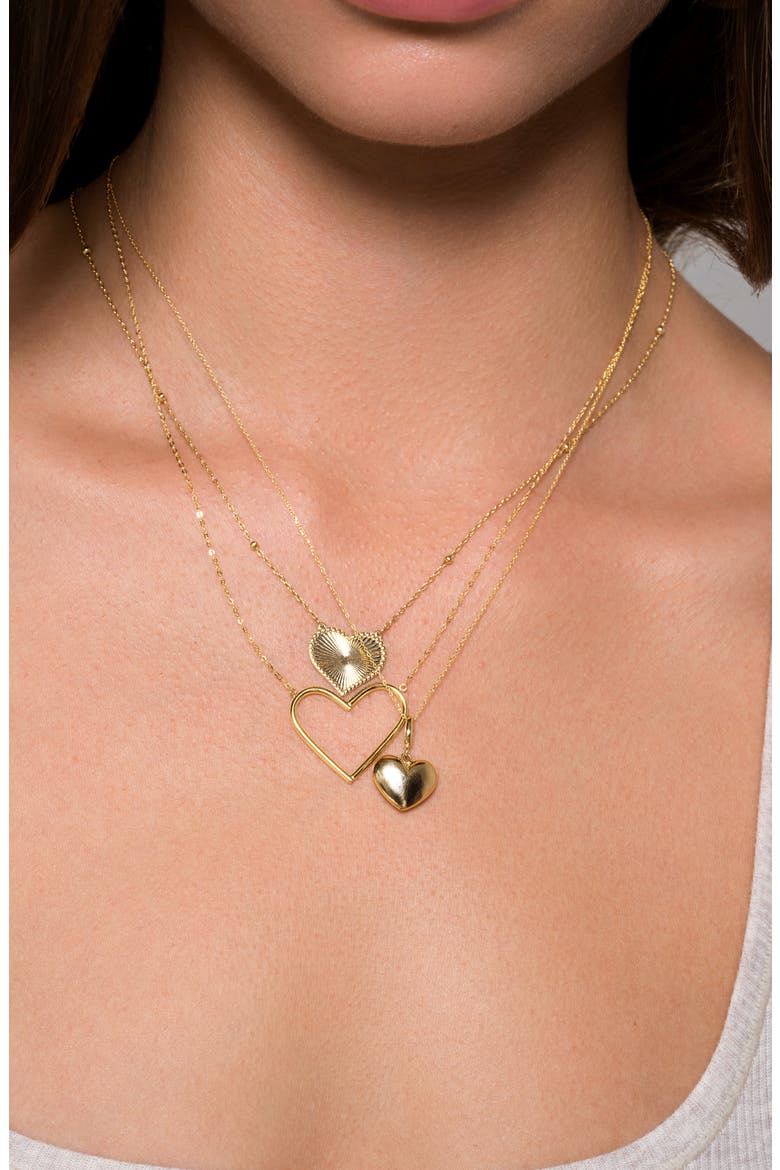 14k Gold Puffy Heart Pendant Necklace, Alternate, color, 14K YELLOW GOLD