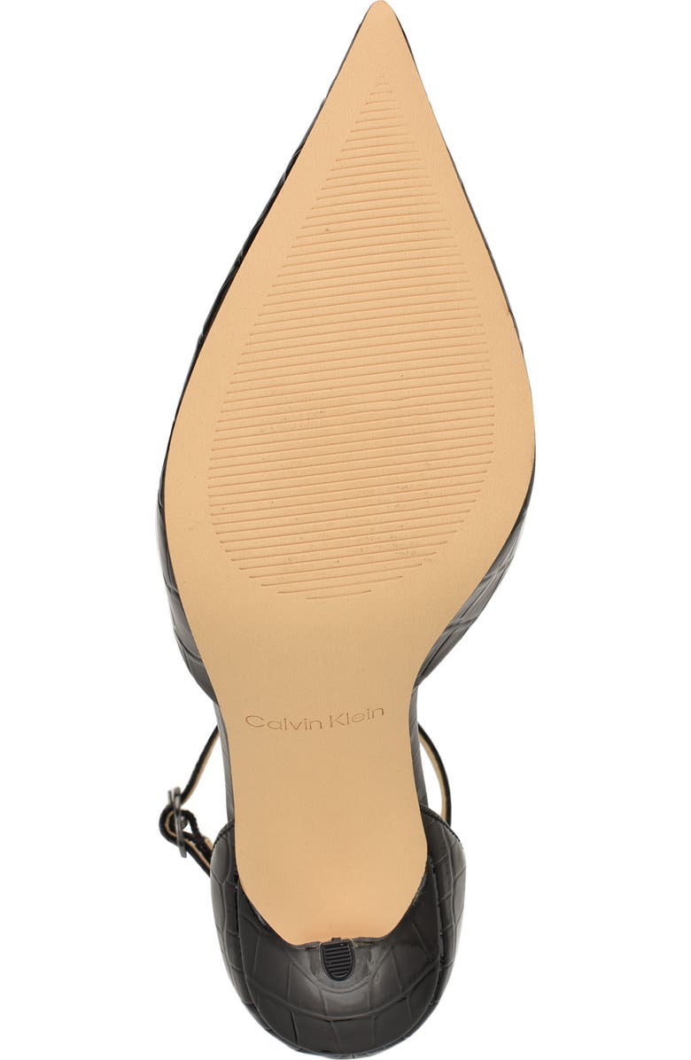 Calvin Klein Olettia Ankle Strap Pointed Toe Pump, Alternate, color, Black Leather