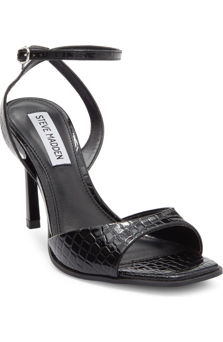 Steve Madden Presten Ankle Strap Sandal, Main, color, Black Lizard