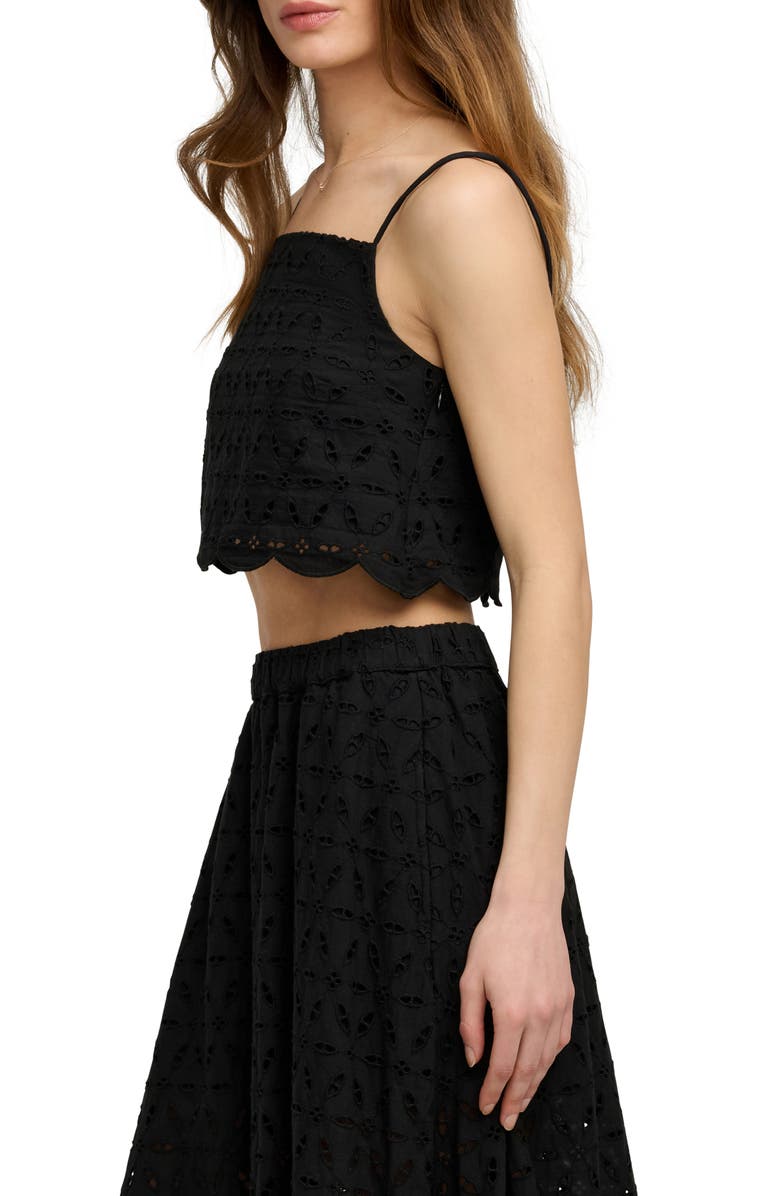 Favorite Daughter The Pretty Please Eyelet Embroidered Cotton Crop Camisole, Alternate, color, Black