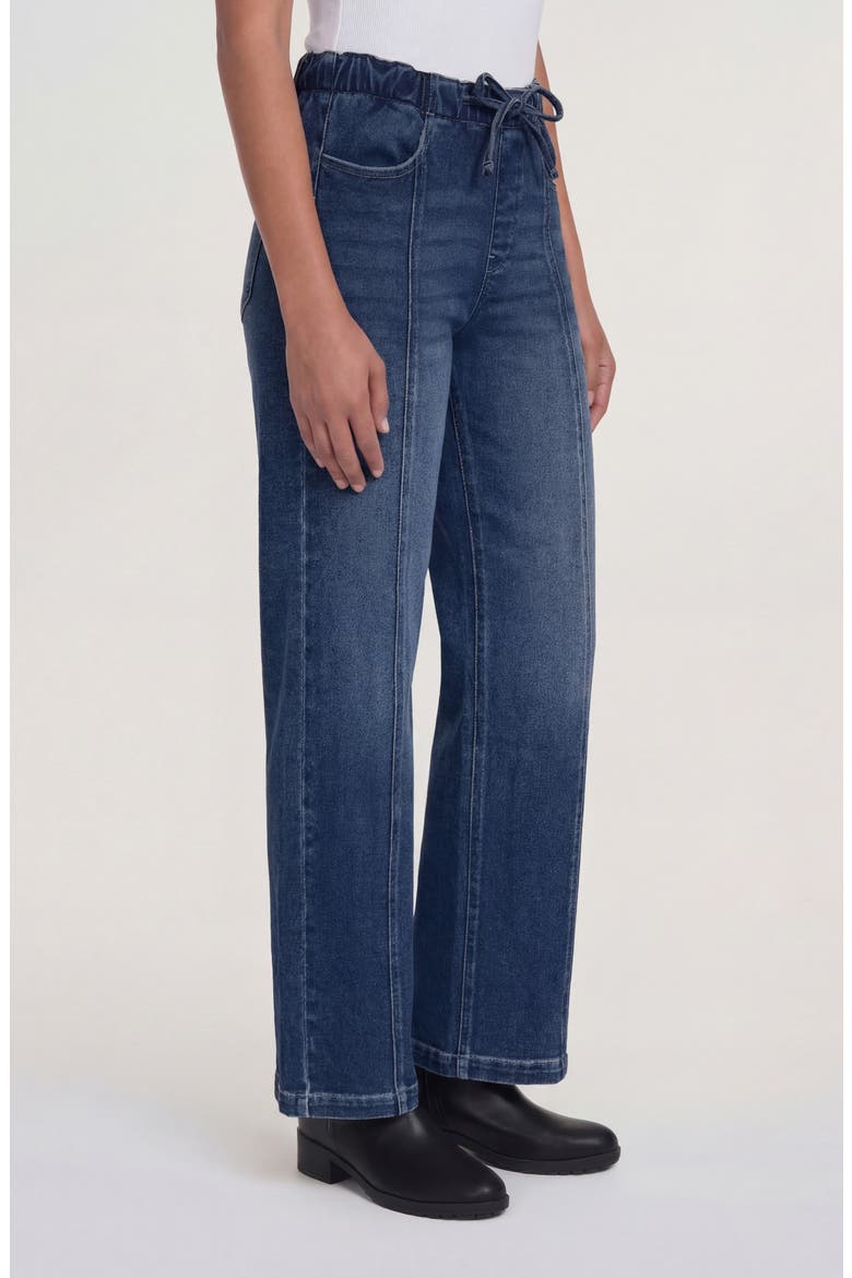 Ekara Elastic Waist Slim Wide Leg Jeans, Alternate, color, DARK WASH