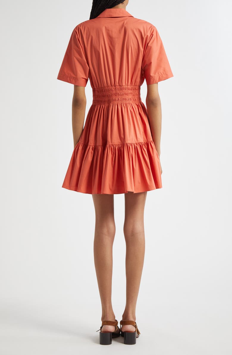 Veronica Beard Greta Smocked Waist Shirtdress, Alternate, color, Orange