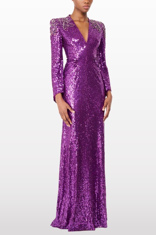 Jenny Packham Zinnia Embellished Gown In Purple