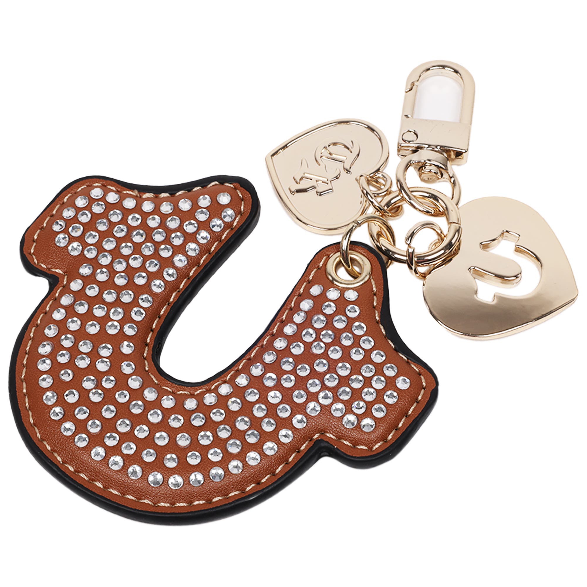 True Religion Rhinestone Horseshoe Bag Charm, Alternate, color, Cognac