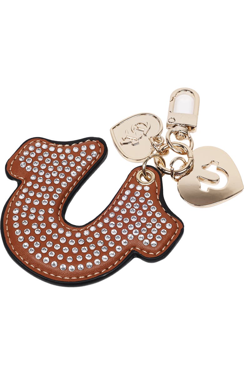 True Religion Rhinestone Horseshoe Bag Charm, Alternate, color, Cognac