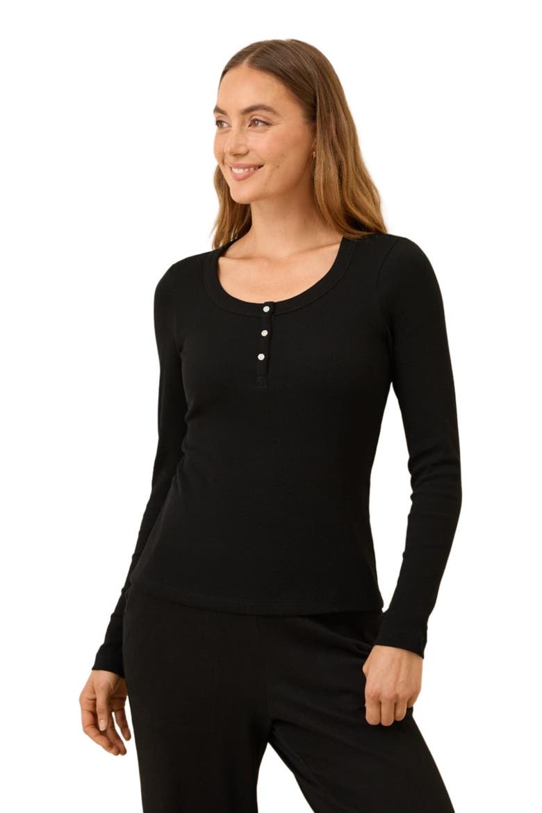 Dream Rib Slim Henley Made with Organic Cotton, Alternate, color, Black