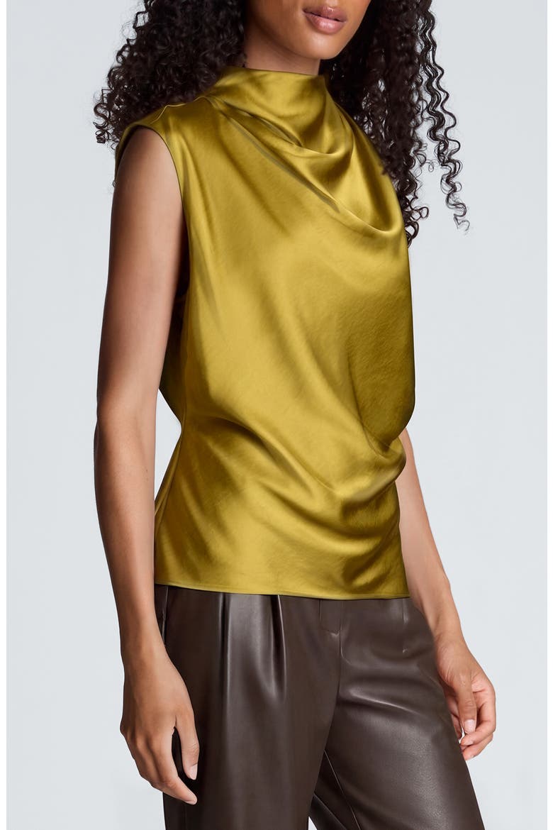 Draped Asymmetric Satin Blouse, Alternate, color, PICHOLINE