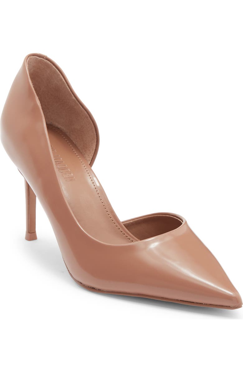 Steve Madden Nula Pointed Toe Half d'Orsay Pump, Main, color, Mocha Leather