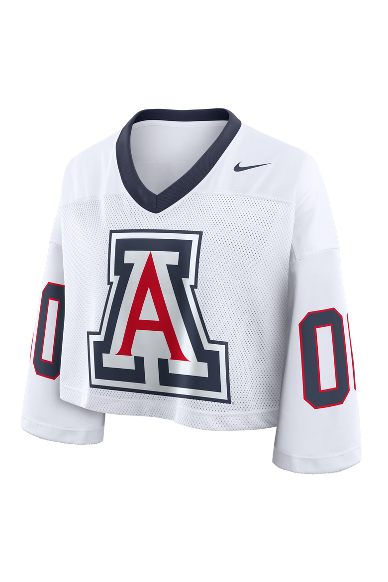 Women's Nike White Arizona Wildcats Oversized Logo Cropped Fashion Jersey, Alternate, color, White