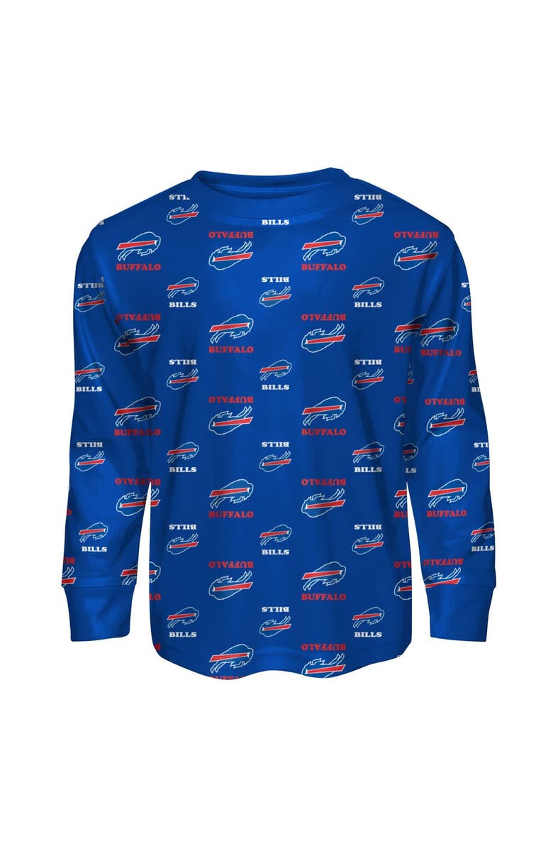 Outerstuff Youth Outerstuff Royal Buffalo Bills All-Over-Print Long Sleeve T-Shirt and Pants Sleep Set, Alternate, color, 
